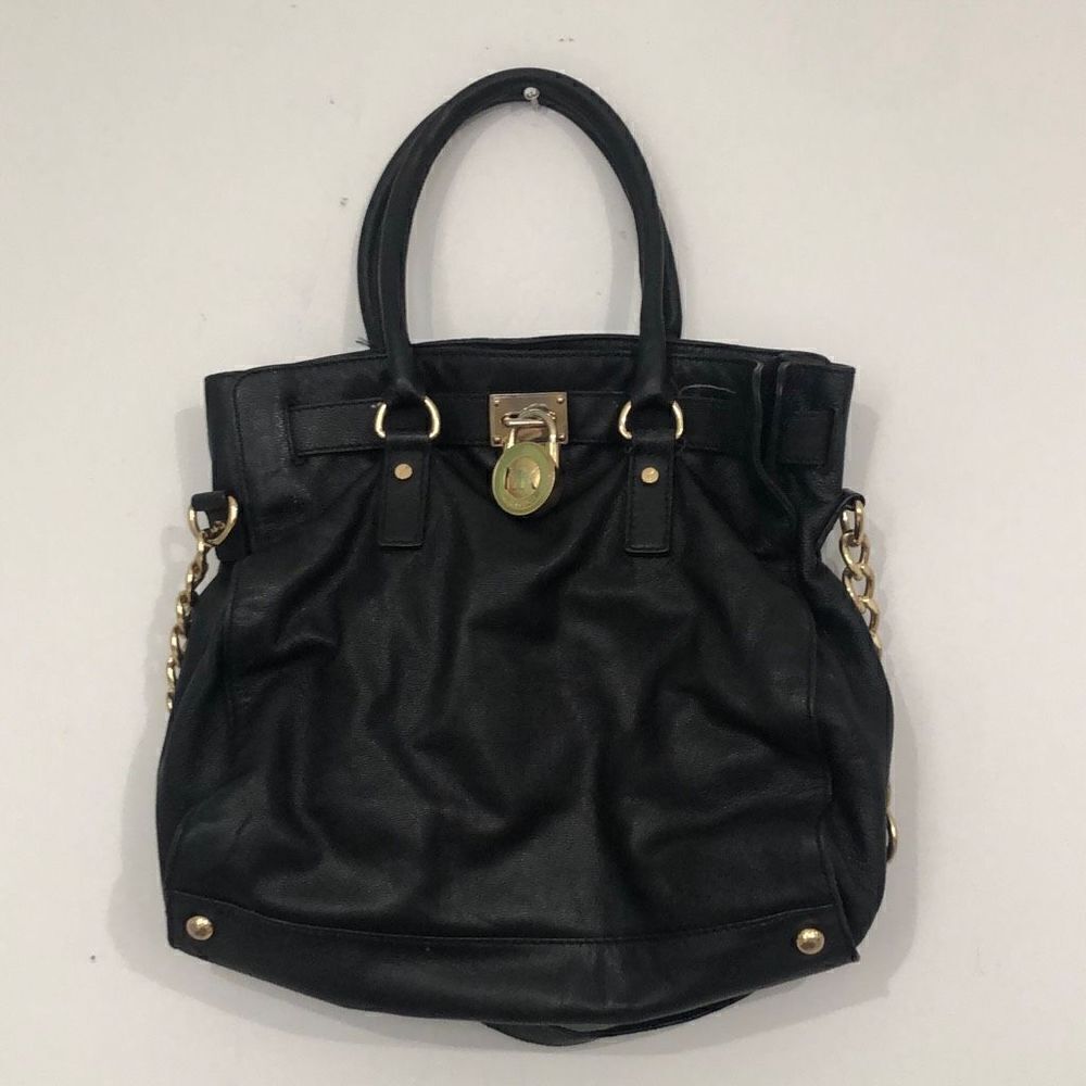 Michael Kors Women's Hamilton Gold Hardware Handbag Black